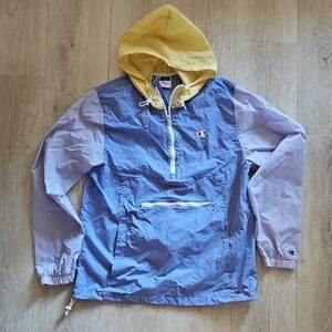 Champion Packable Yellow and Blue Windbreaker Hoodie